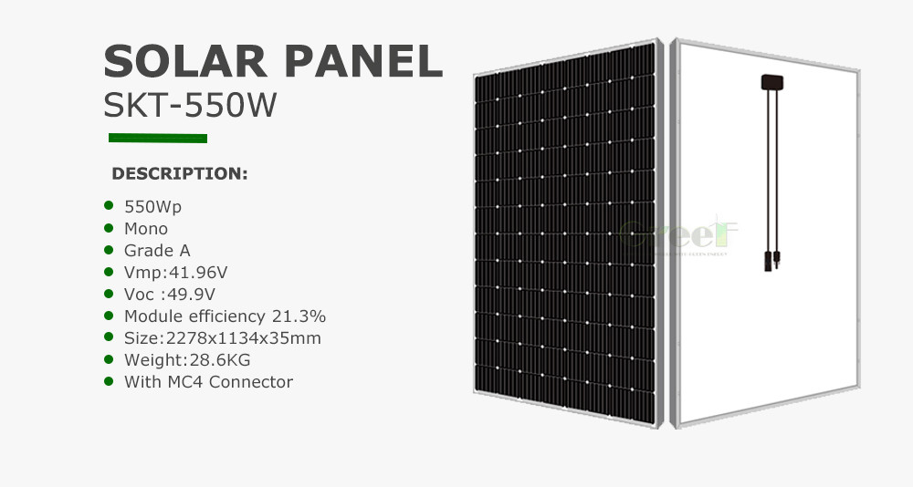 Ein und ausgeschaltetes Solarsystem mit monokristallinen Silizium-Solarkollektoren mit Batterie und Inverter