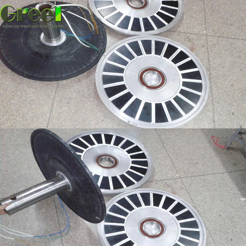 3-Phasen-Kernloser Permanentmagnetgenerator 12-450V Spannungsbereich Außenrotorstruktur