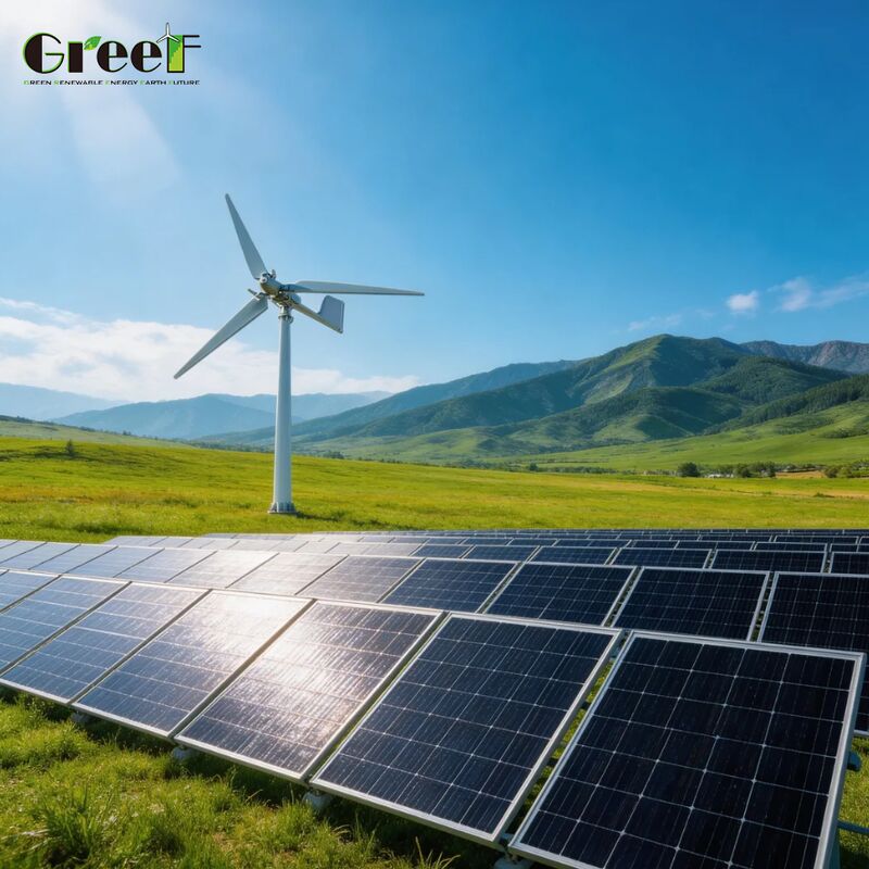 Hybrid-Wind-Solar-Bodenmontagesystem mit Nulleinspeisung, IP66-Schutz und Lifepo4-Batterie für großflächige Energielösungen